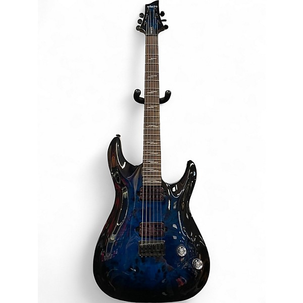 Used Schecter Guitar Research Omen Elite Blue Burst Solid Body Electric Guitar