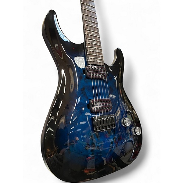 Used Schecter Guitar Research Omen Elite Blue Burst Solid Body Electric Guitar