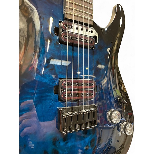 Used Schecter Guitar Research Omen Elite Blue Burst Solid Body Electric Guitar