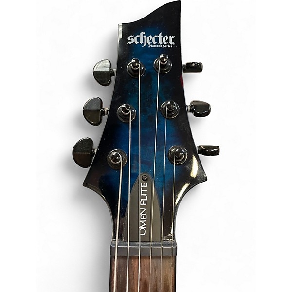 Used Schecter Guitar Research Omen Elite Blue Burst Solid Body Electric Guitar