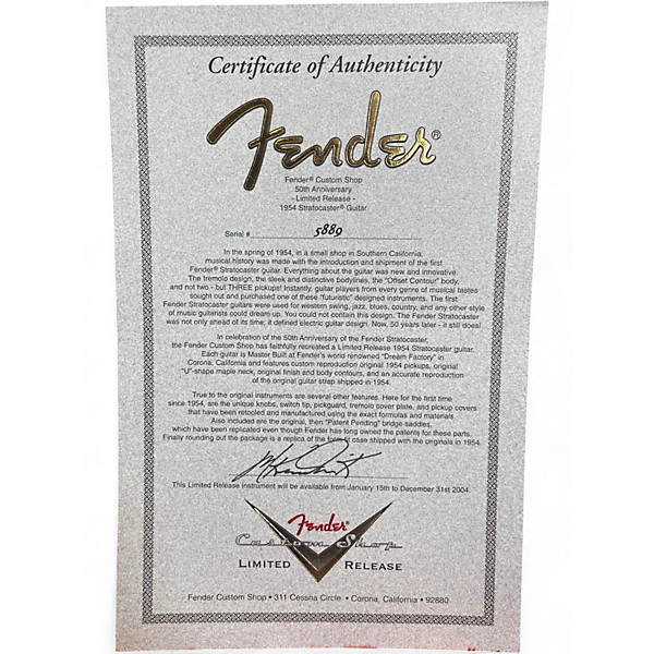 Used Fender fender 50th anniversary limited 1954 strat masterbuilt 2 Color Sunburst Solid Body Electric Guitar