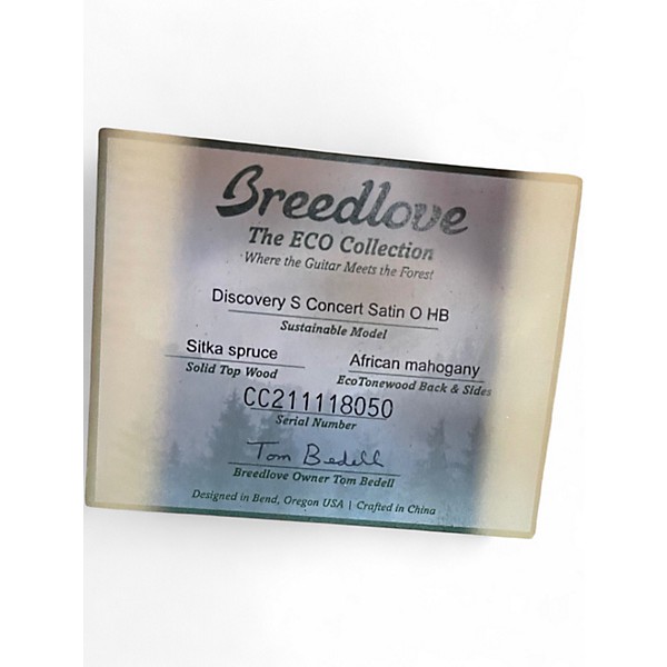 Used Breedlove Discovery Concert Natural Acoustic Guitar