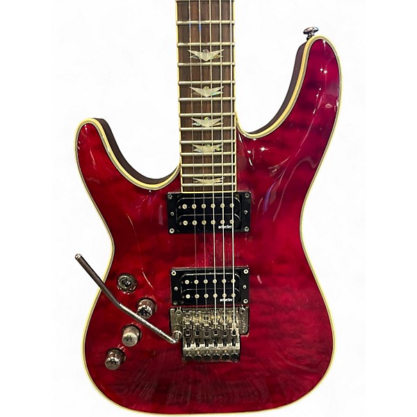 Used Schecter Guitar Research Omen Extreme 6 Left Handed Fiesta Red Electric Guitar