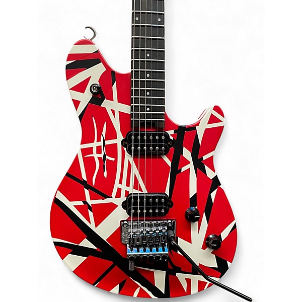 Used EVH Wolfgang Special Red with Black and White Stripes Solid Body Electric Guitar