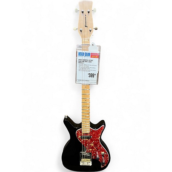 Used Fanner Electric Baritone Uke Black Ukulele