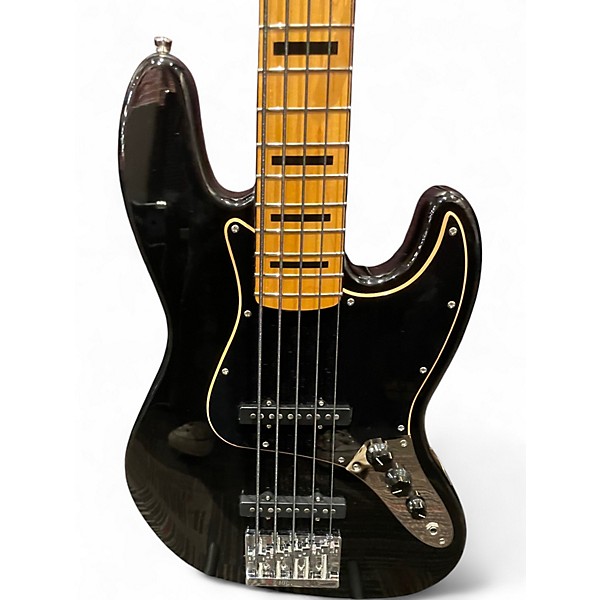 Used Squier Jazz Bass CV5 Metallic Black Electric Bass Guitar