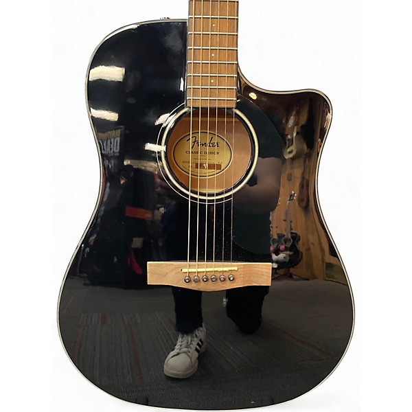 Used Fender CD60SCE Dreadnought Black Acoustic Electric Guitar