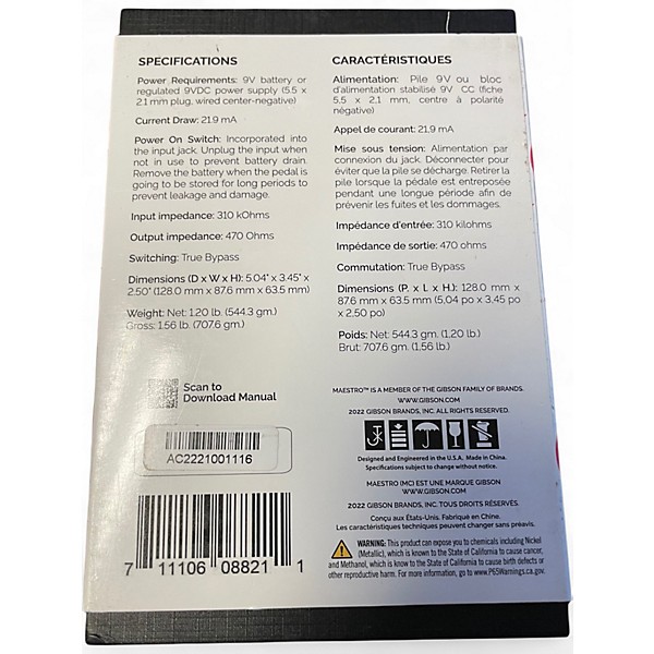 Used Maestro ARCAS COMPRESSOR SUSTAIN Effect Pedal