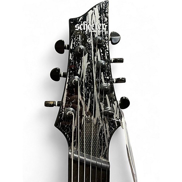 Used Schecter Guitar Research SILVER MOUNTAIN SILVER AND BLACK Solid Body Electric Guitar