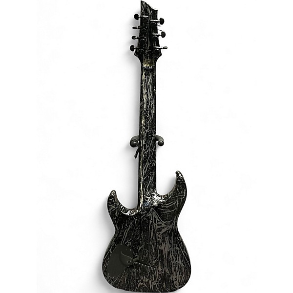 Used Schecter Guitar Research SILVER MOUNTAIN SILVER AND BLACK Solid Body Electric Guitar