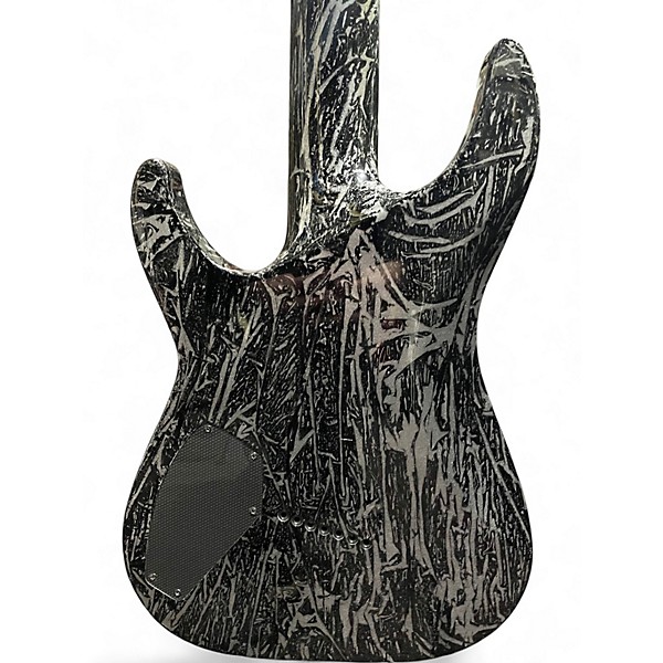 Used Schecter Guitar Research SILVER MOUNTAIN SILVER AND BLACK Solid Body Electric Guitar