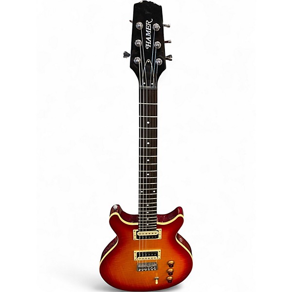 Used Hamer FLAT TOP SFTF-CS-D Orange Solid Body Electric Guitar