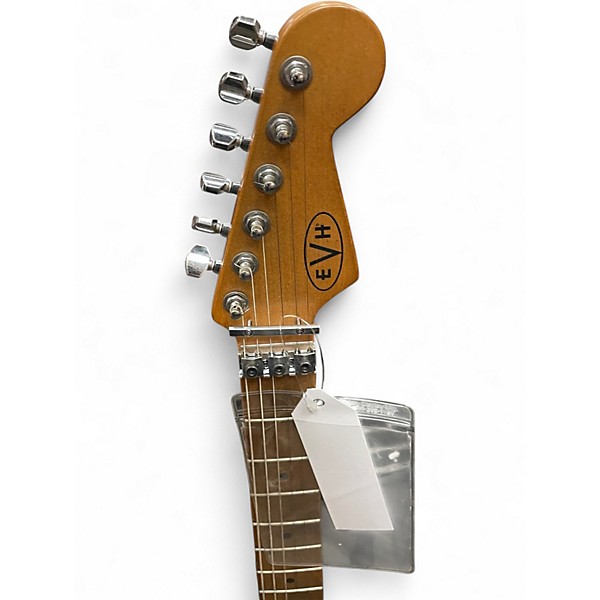 Used EVH Striped Series Frankie Red with Black and White Stripes Relic Solid Body Electric Guitar