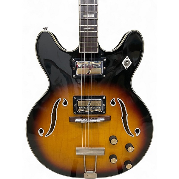 Vintage 1960s Harmony Meteor H60 Vintage Sunburst Hollow Body Electric Guitar