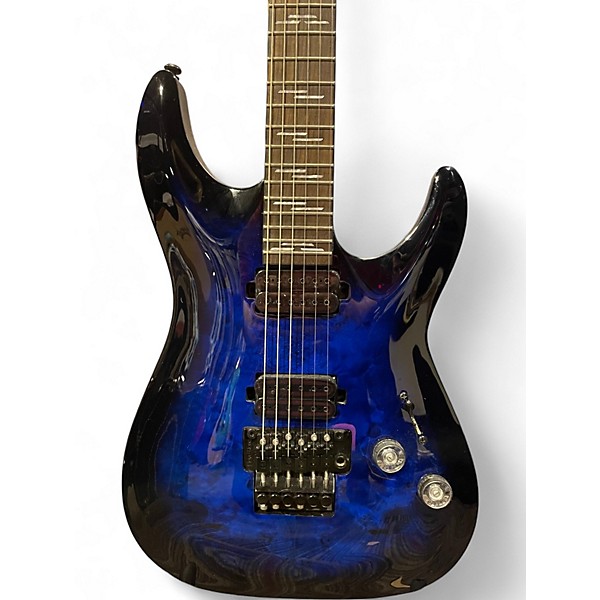 Used Schecter Guitar Research Omen Elite-6 FR See-Thru Blue Burst Solid Body Electric Guitar