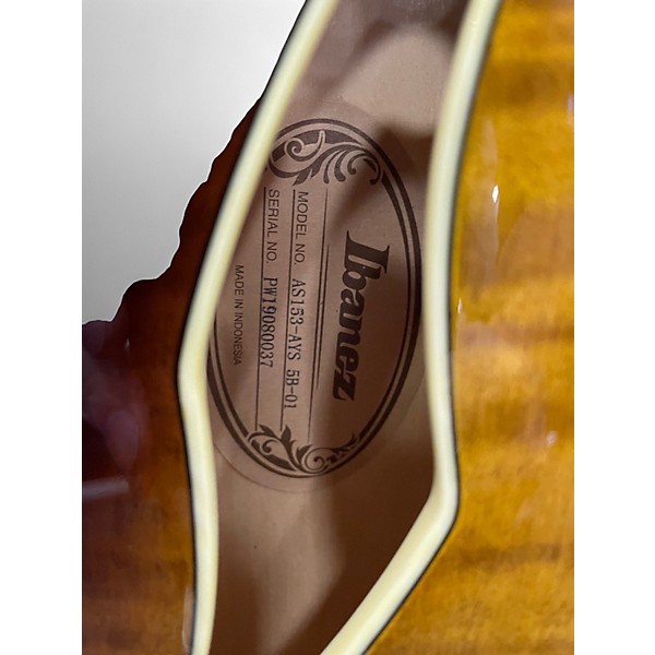 Used Ibanez AS153-AYS Burst Hollow Body Electric Guitar