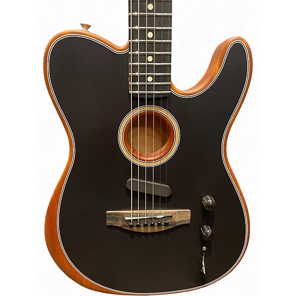 Used 2021 Fender American Acoustasonic Telecaster Black Acoustic Electric Guitar