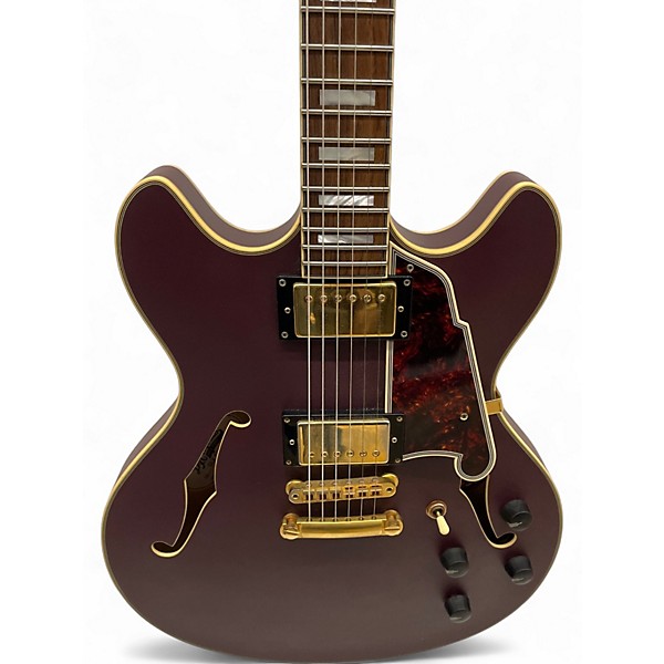 Used D'Angelico Deluxe DC Matte Plum Hollow Body Electric Guitar