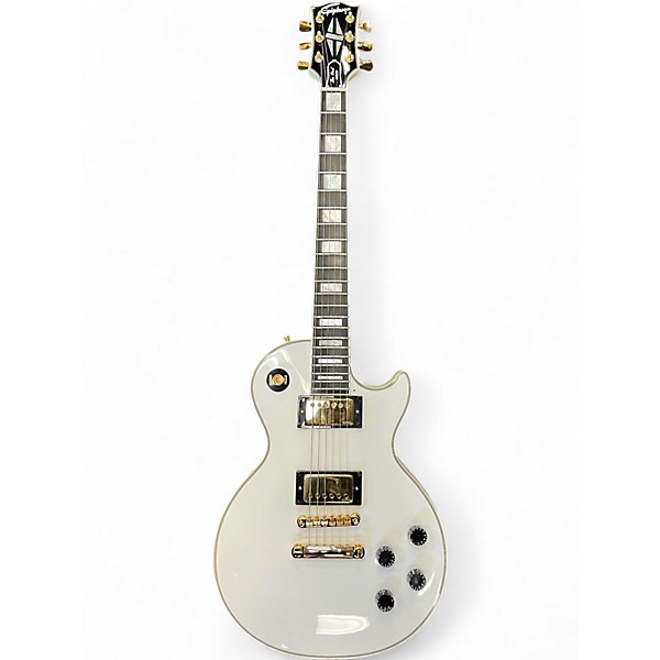 Used Epiphone Inspired By Gibson Les Paul Custom White Solid Body Electric Guitar