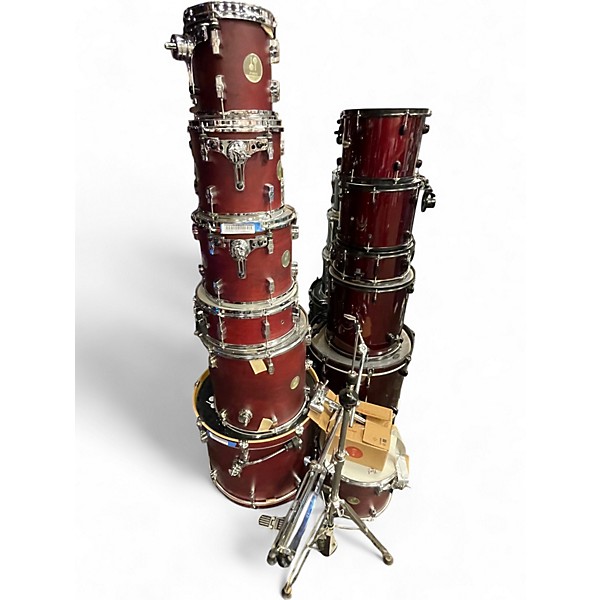 Used SONOR 7 Piece Force 2005 wax cherry red Drum Kit