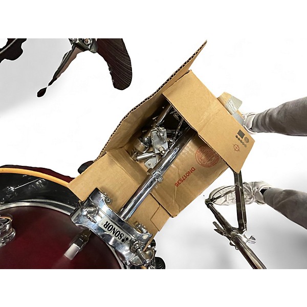Used SONOR 7 Piece Force 2005 wax cherry red Drum Kit