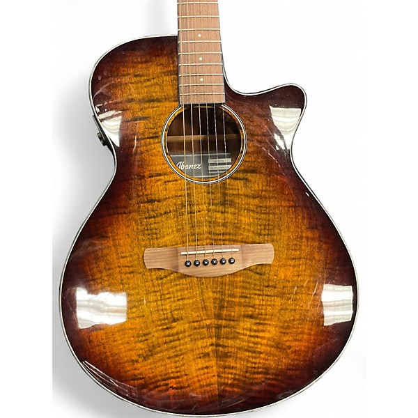 Used Ibanez AEG70 FLAMED MAPLE TOP TIGER BURST Acoustic Electric Guitar