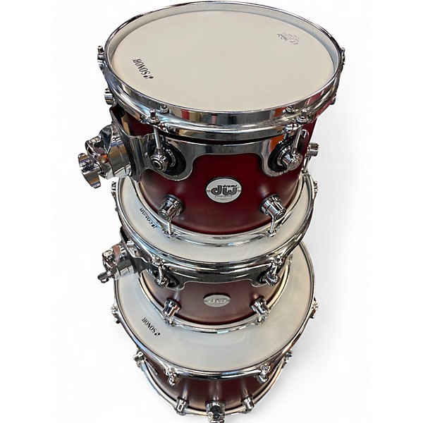 Used DW 4 Piece Design Series CRIMSON SATIN Drum Kit