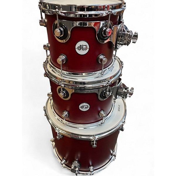 Used DW 4 Piece Design Series CRIMSON SATIN Drum Kit
