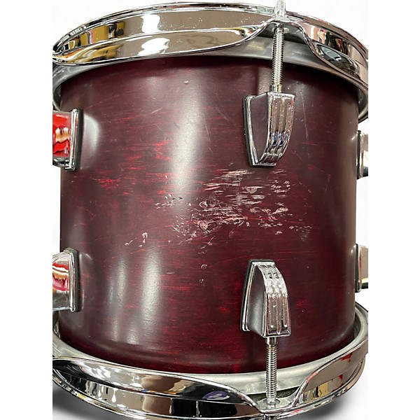 Used Ludwig 4 Piece BIRCH SILVER KEYSTONE RED GRAIN Drum Kit