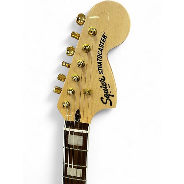 Used 2024 Squier GOLD EDITION 40TH HSS STRAT EMG PICKUPS Blue Solid Body Electric Guitar