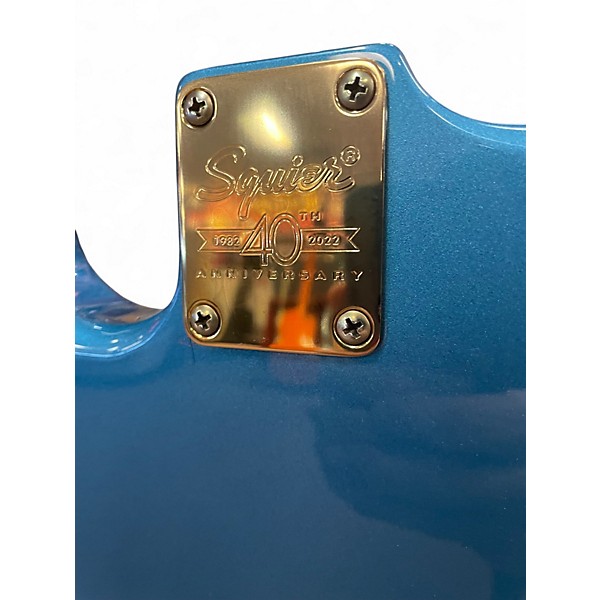 Used 2024 Squier GOLD EDITION 40TH HSS STRAT EMG PICKUPS Blue Solid Body Electric Guitar