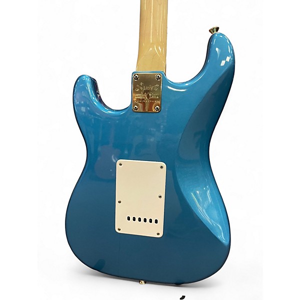 Used 2024 Squier GOLD EDITION 40TH HSS STRAT EMG PICKUPS Blue Solid Body Electric Guitar