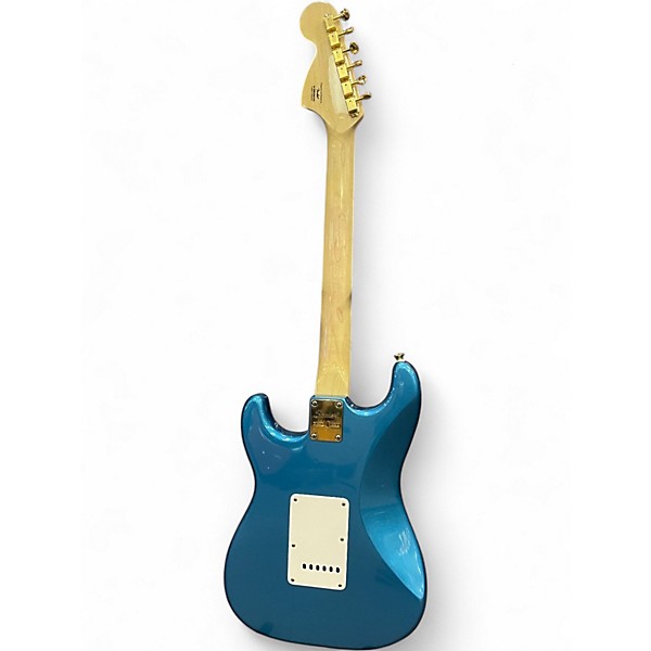 Used 2024 Squier GOLD EDITION 40TH HSS STRAT EMG PICKUPS Blue Solid Body Electric Guitar