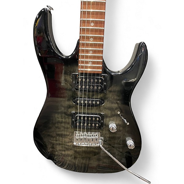 Used Ibanez GRX70QA Trans Black Solid Body Electric Guitar