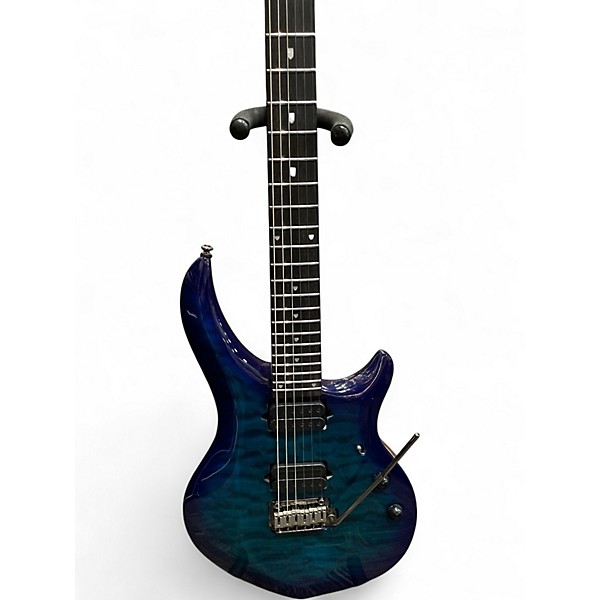Used Sterling by Music Man MAJ200X QM John Petrucci Signature Majesty DiMarzio Cerulean Blue Solid Body Electric Guitar