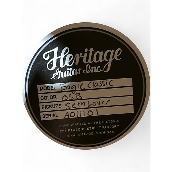 Used The Heritage Eagle Classic Sunburst Hollow Body Electric Guitar