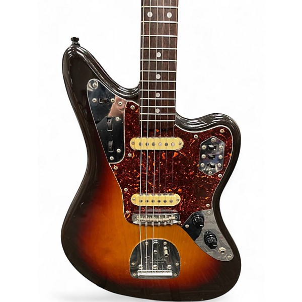 Vintage 1980s Fender 62 RI JAGUAR 3 Tone Sunburst Solid Body Electric Guitar