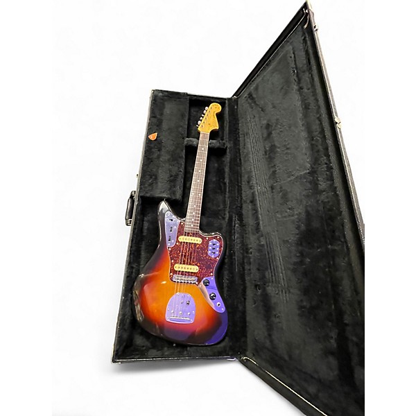 Vintage 1980s Fender 62 RI JAGUAR 3 Tone Sunburst Solid Body Electric Guitar