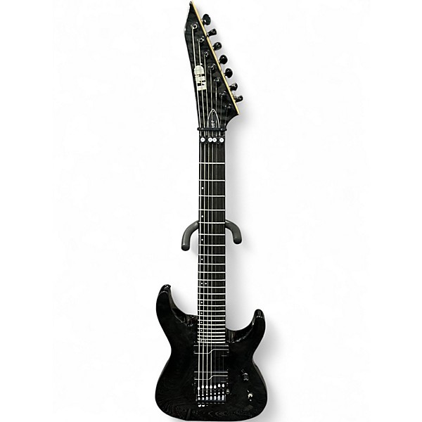 Used ESP BUZ-7 Floyd Rose Upgrade plus white titanium TRANS BLACK Solid Body Electric Guitar