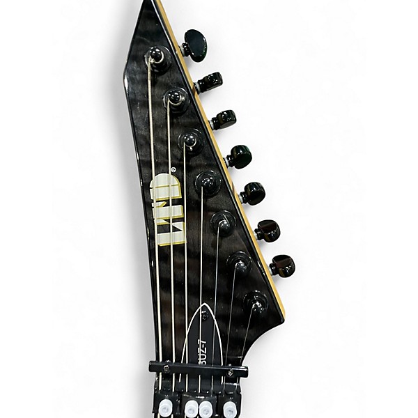 Used ESP BUZ-7 Floyd Rose Upgrade plus white titanium TRANS BLACK Solid Body Electric Guitar