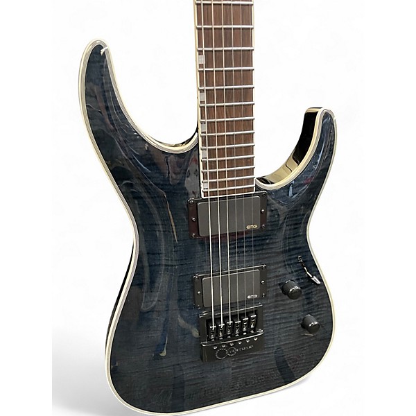 Used ESP LTD MH1000 with Evertune FLAMED CHARCOAL Solid Body Electric Guitar