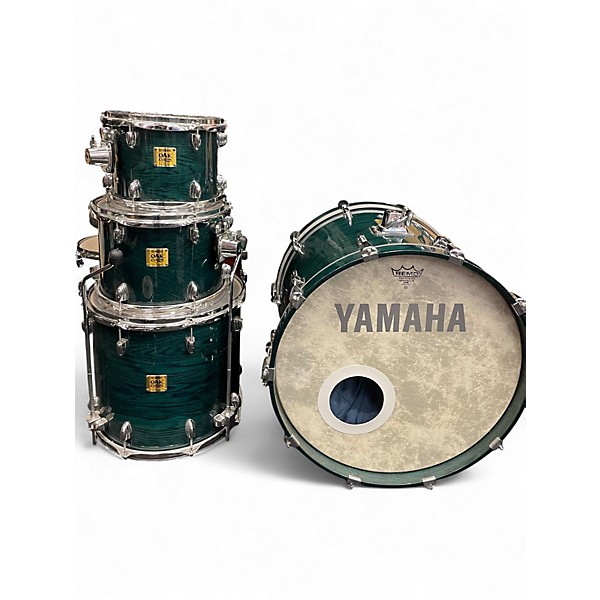 Used Yamaha 4 Piece OAK CUSTOM GOLD BADGE MIJ Emerald Green Drum Kit