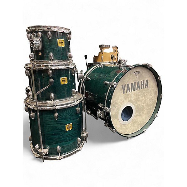 Used Yamaha 4 Piece OAK CUSTOM GOLD BADGE MIJ Emerald Green Drum Kit