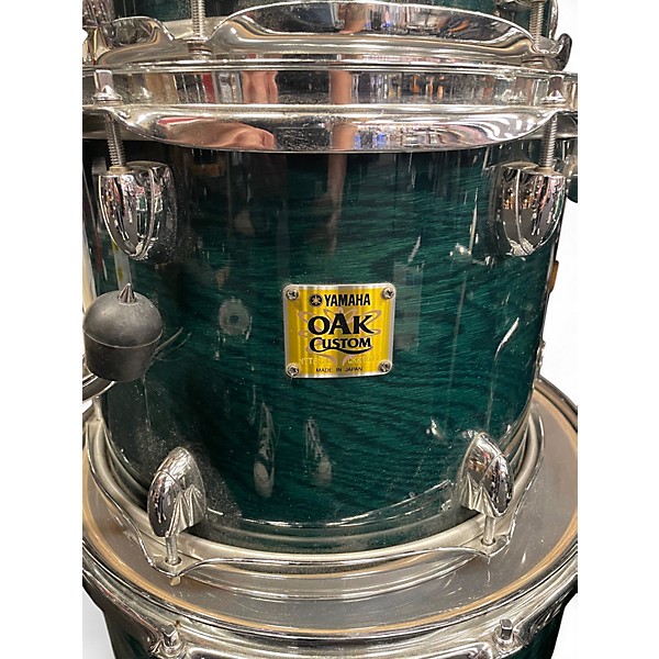 Used Yamaha 4 Piece OAK CUSTOM GOLD BADGE MIJ Emerald Green Drum Kit
