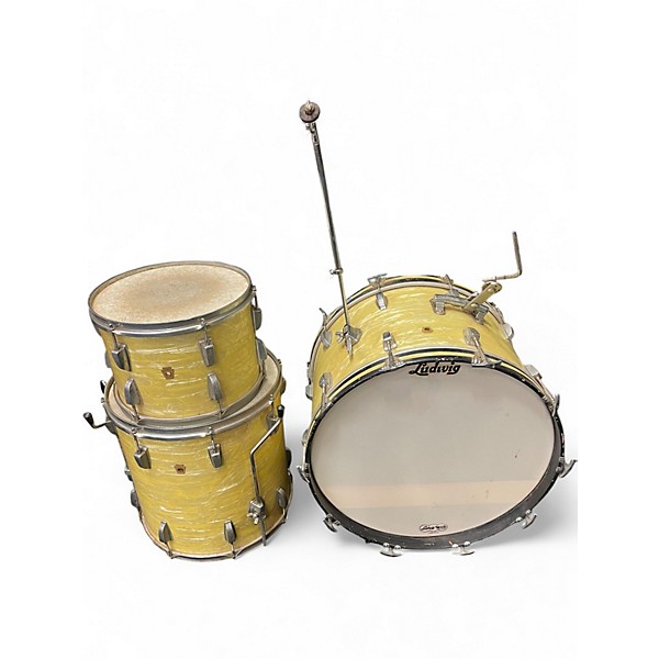 Vintage 1968 Ludwig 3 Piece Classic Outfit Vintage White Marine Pearl Drum Kit