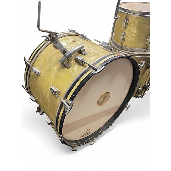 Vintage 1968 Ludwig 3 Piece Classic Outfit Vintage White Marine Pearl Drum Kit