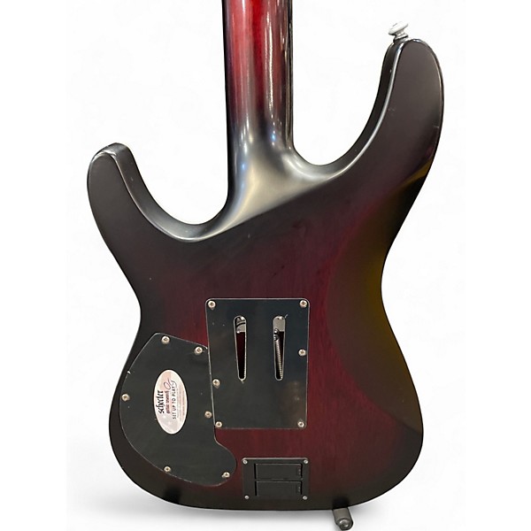 Used Schecter Guitar Research C1 Platinum FR Sustainiac Satin Crimson Red Burst Solid Body Electric Guitar