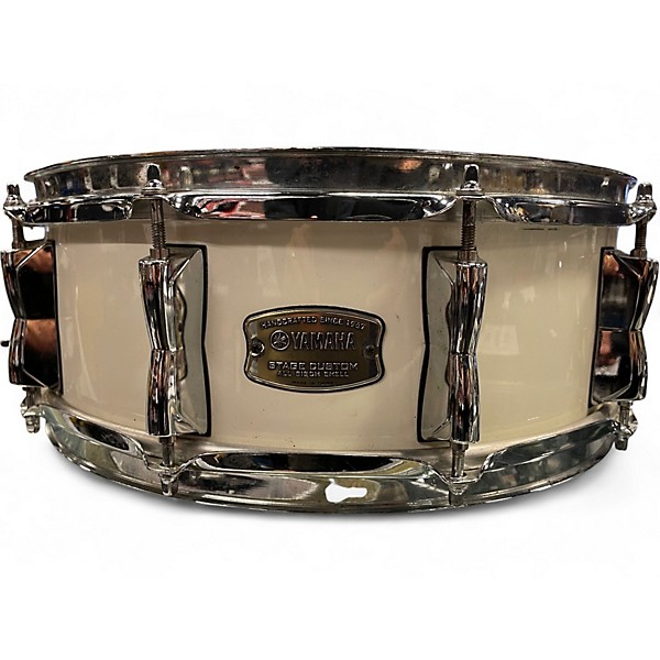 Used Yamaha 5.5X14 Stage Custom Snare Classic White Drum