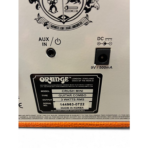 Used Orange Amplifiers Crush Mini Battery Powered Amp