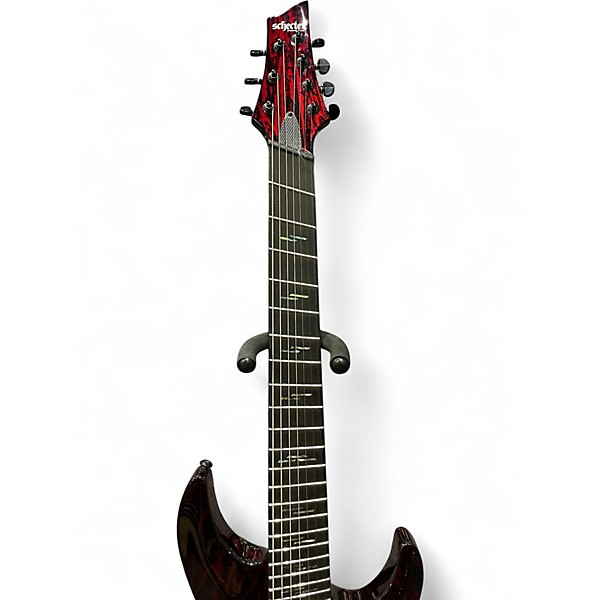 Used Schecter Guitar Research C7 Silver Mountain Blood Moon Solid Body Electric Guitar